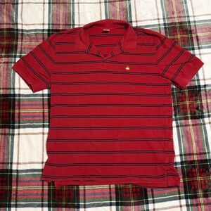 Brooks Brothers 346 Polo Shirt Faded Red Navy Stripe Men's XL